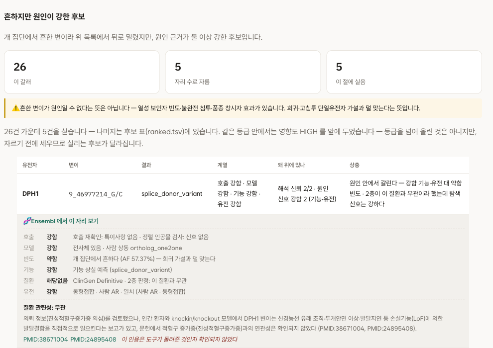리포트에 기록된 후보별 근거 계열